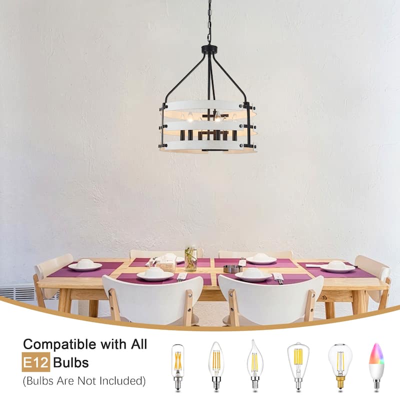 6-light Farmhouse Circle Foyer Pendant Light Hanging Island Chandelier for Dining Room