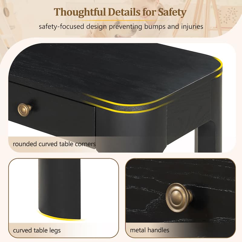 Curved Corners Console Table Entryway Table with 3 Drawers