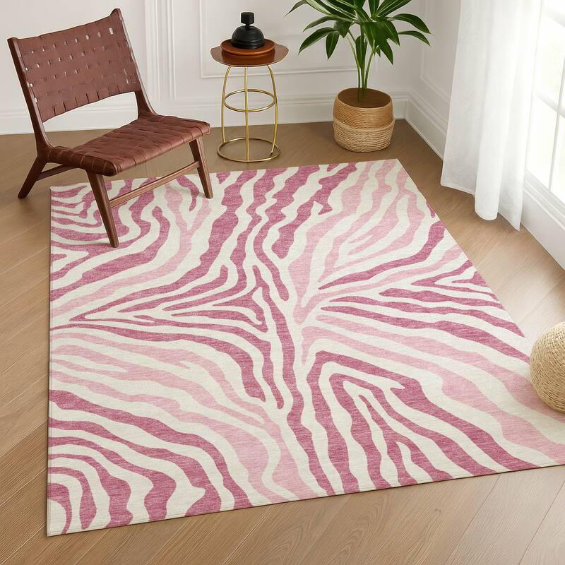 Machine Washable Indoor/ Outdoor Modern Prints Chantille Rug