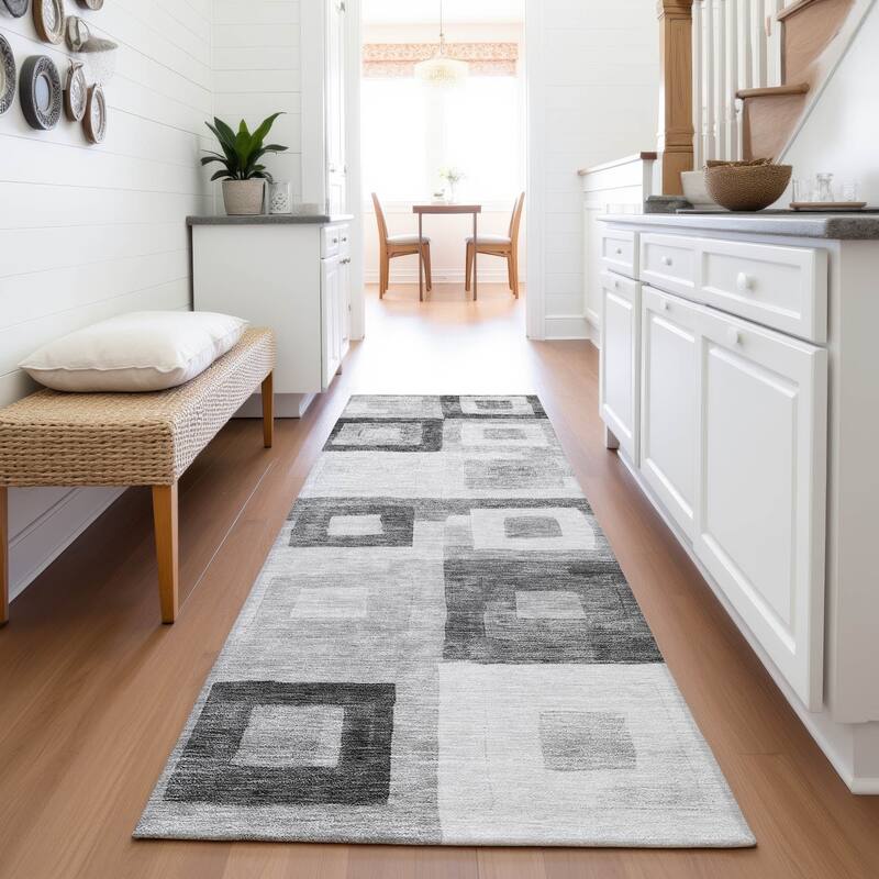 Premium Washable Super Soft Blocky Contemporary Mayfield Rug - Gray - 2'3" x 7'6"