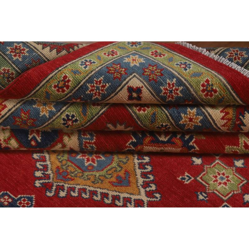 Geometric Kazak Area Rug Wool Carpet - 8'0" x 10'4"