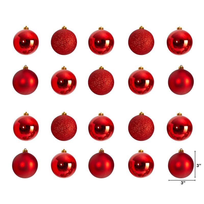 Holiday Christmas 20 Count 3" Shatterproof Ornament Set - 3