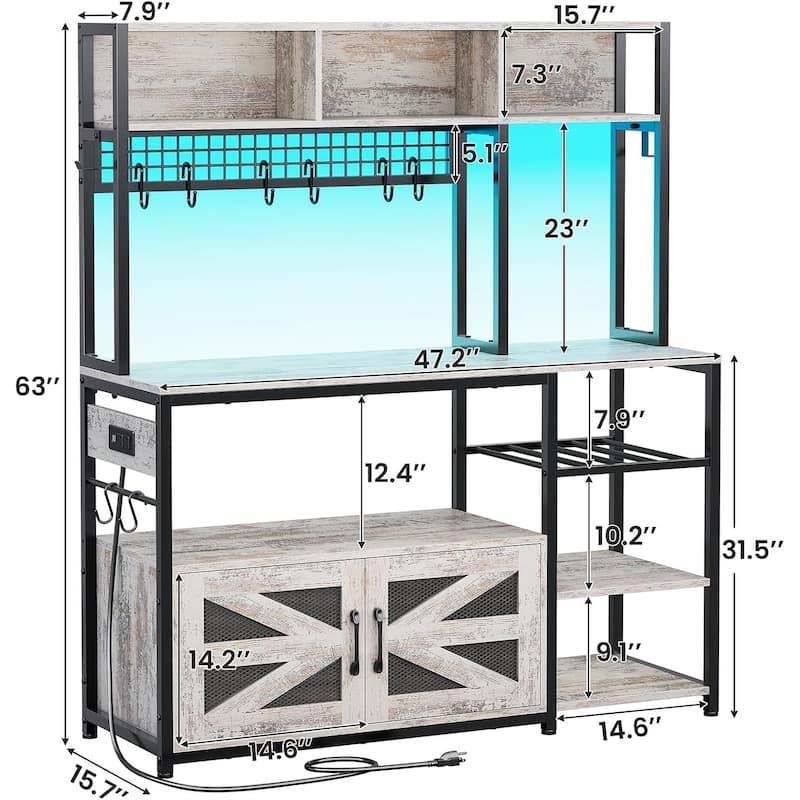 Baker's Rack Coffee Bar Cabinet Microwave Stand Kitchen Cabinet