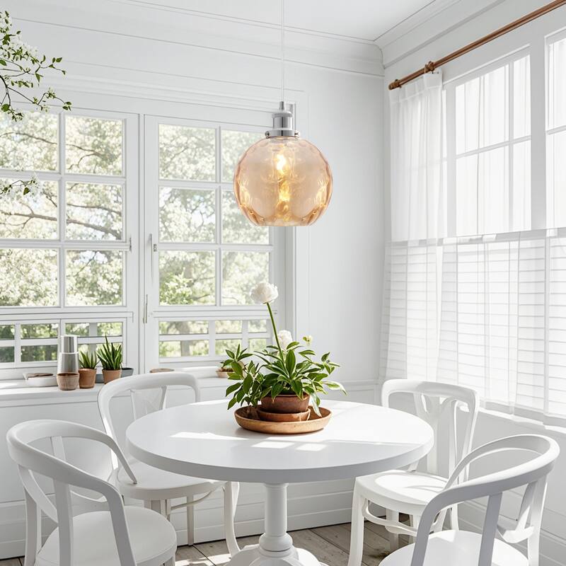 1-Light Metal Hanging Pendant Light with Glass Shade for Kitchen Island