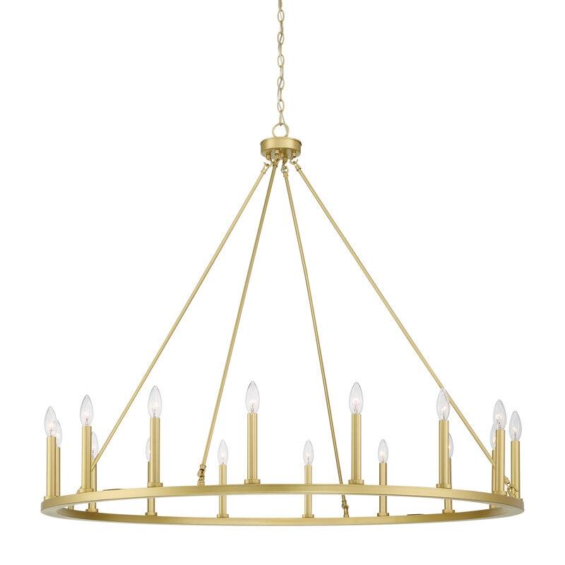 47In Farmhouse 16-light Large Round Wagon Wheel Candle Chandelier - 47'' D X 140'' H
