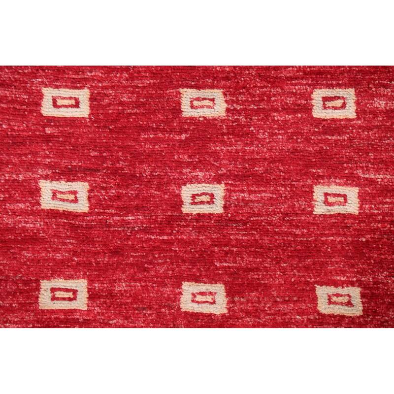 Red Gabbeh Kashkoli Oriental Wool Runner Rug Handmade Staircase Carpet - 2'9" x 10'1"