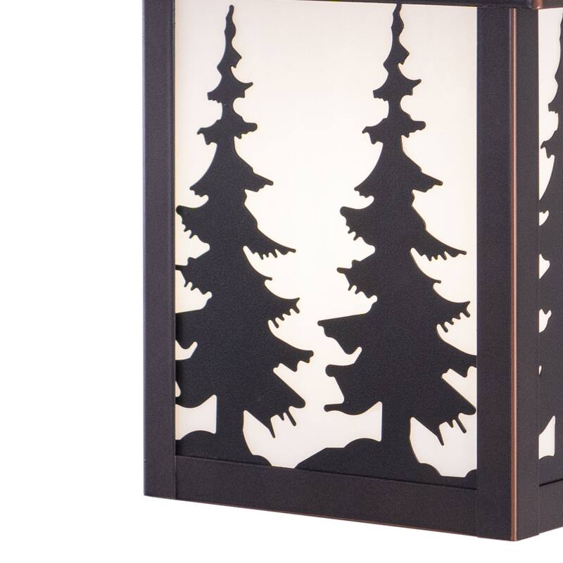 Yosemite 1 Light Bronze Rustic Tree Outdoor Wall Lantern White Glass - 8-in W x 12.5-in H x 9-in D