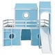 preview thumbnail 25 of 28, Playhouse Full Size Loft Bed with Slide Pink Tent and Tower,Spacious Under Bed Space for Kids
