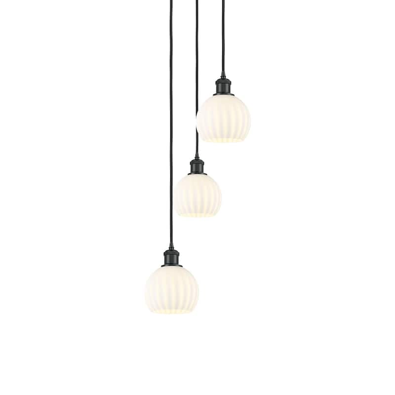 Innovations Lighting 113B-3P-13-13 White Venetian Pendant White - Matte Black