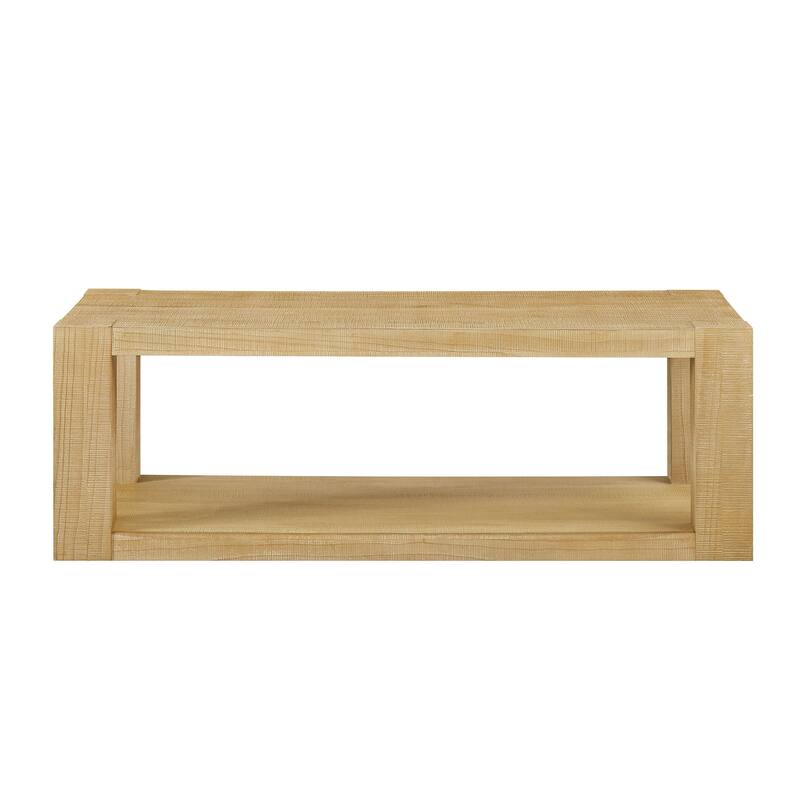 Modern Design 48 Inch Rectangular Coffee Table, 2-Tier MDF Rectangle Coffee Table for Living Room, Office