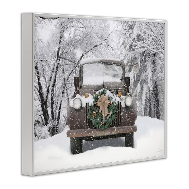 Stupell Wreathed Truck in Snow Framed Giclee Art Design By Lori Deiter