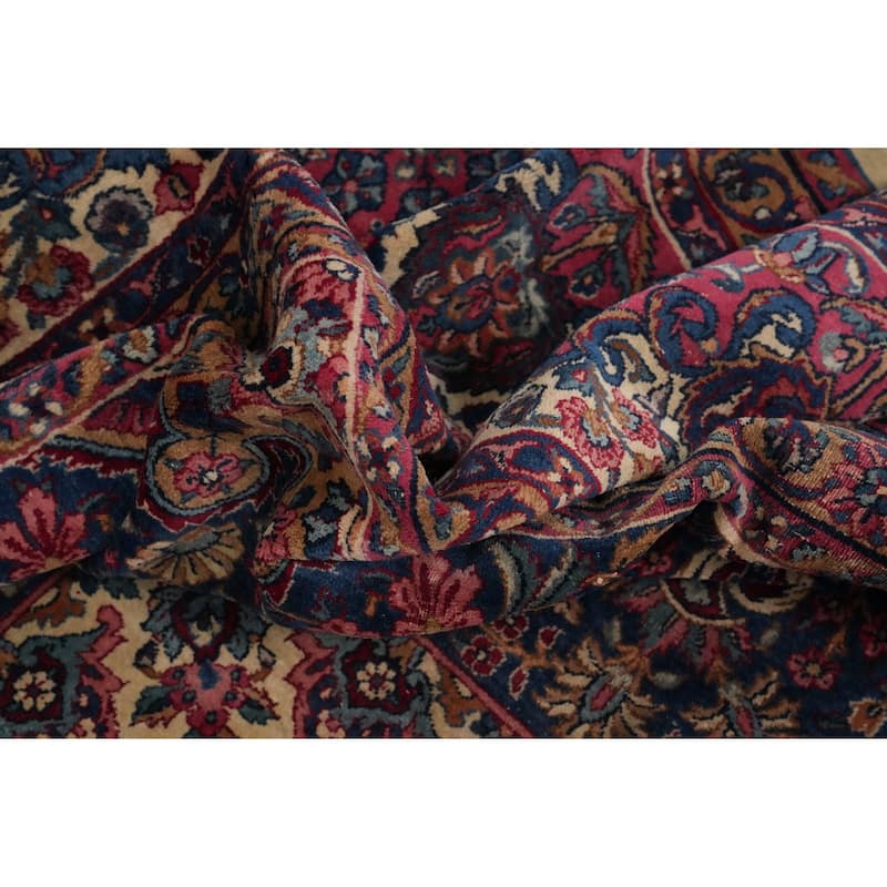 Hand Knotted Oriental 100% Wool Carpet Traditional Floral Beige & Ivories Kerman Area Rug - 15' 5'' X 10' 9''