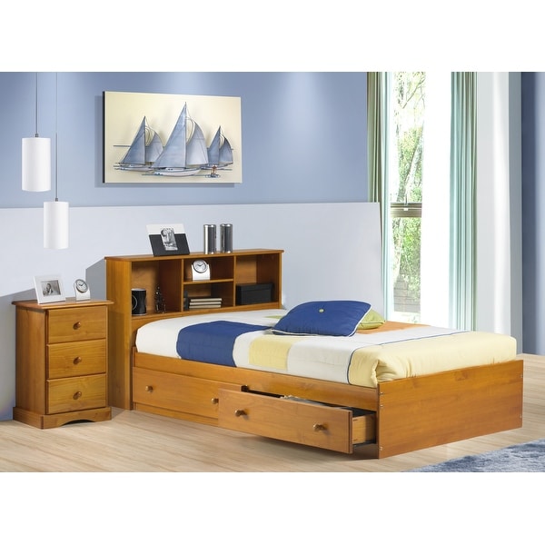 wood twin bed with storage