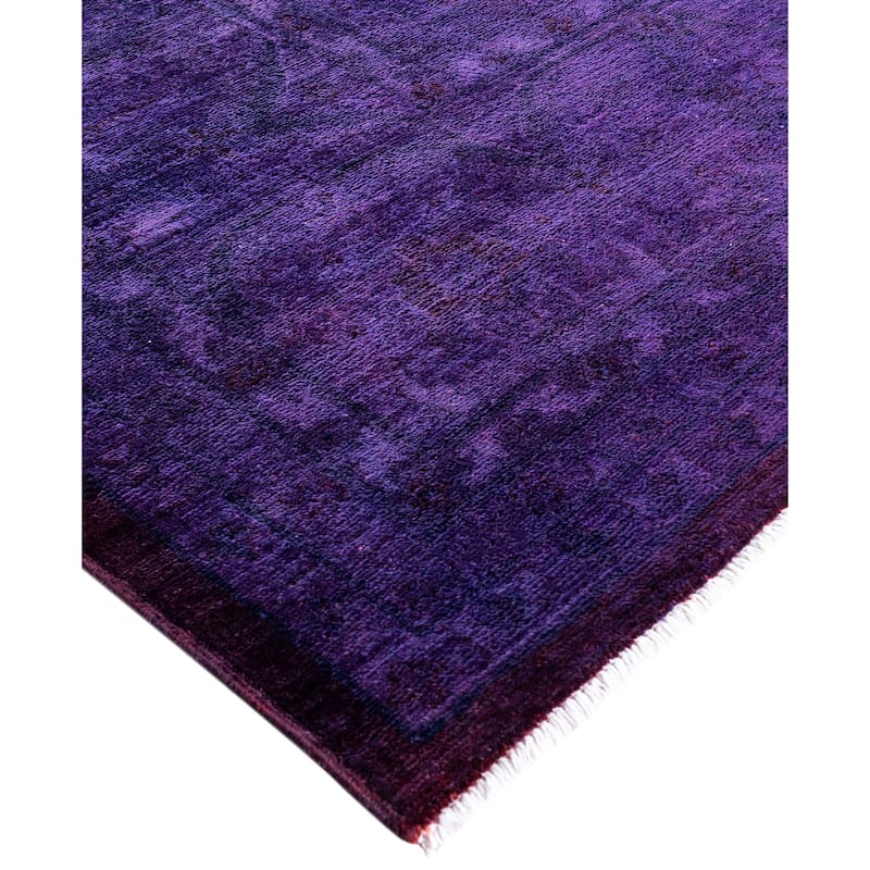 Overdyed One-of-a-Kind Hand-Knotted Area Rug - Purple - 12' 2" x 15' 1"