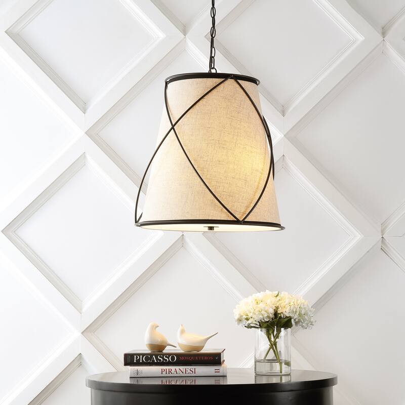 Silas 19" 3-Light Rustic Farmhouse Iron LED Pendant, Oil Rubbed Bronze by JONATHAN Y - 3 Light