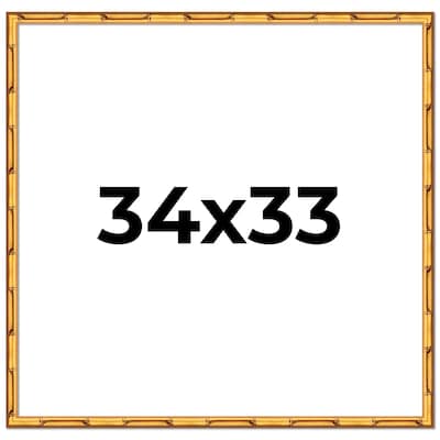 34x33 Frame Gold Bamboo Picture Frame Modern Photo Frame Includes UV Acrylic Shatter Guard Front Acid Free Foam Backing Board