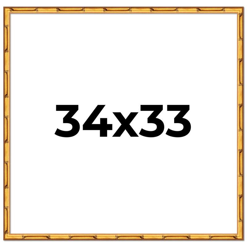 34x33 Frame Gold Bamboo Solid Wood Picture Frame | 1 Inch Moulding