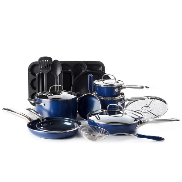 Blue Diamond 12-Piece Toxin-Free Ceramic Nonstick Cookware Set, Blue