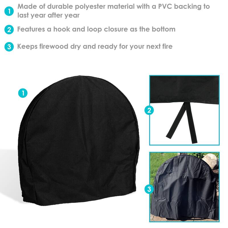 Sunnydaze Firewood Log Hoop Black Steel Easy Access Storage - Multiple Sizes