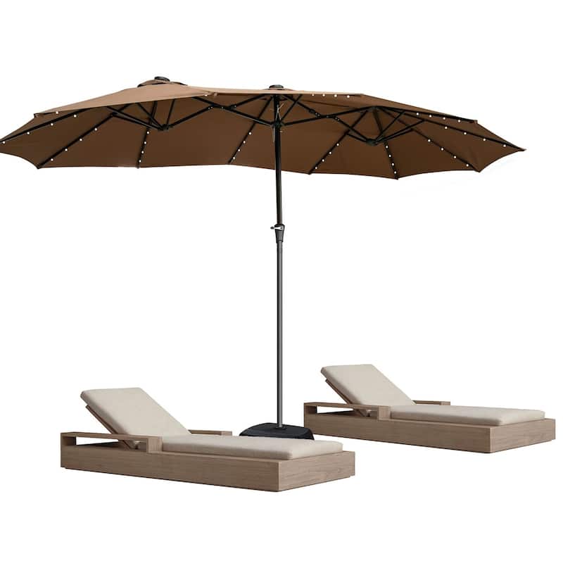 Ainfox 15-foot Double-sided Solar LED Lighted Patio Umbrella