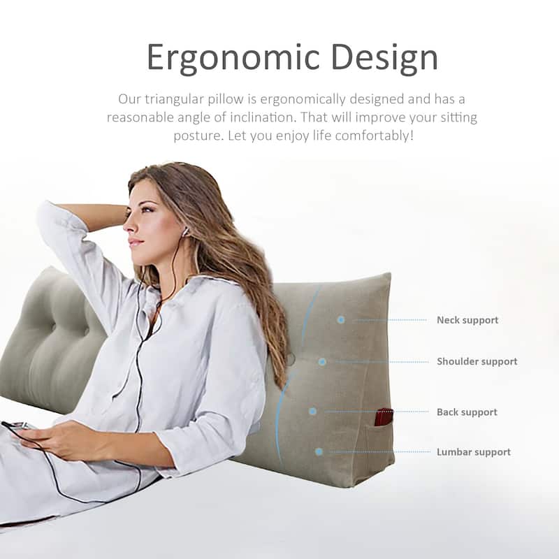 WOWMAX Large Bed Wedge Pillow Headboard Back Support Reading Cushion