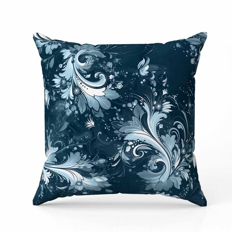 Motif Whirlwinds Faux Suede Reversible Throw Pillow Indigo