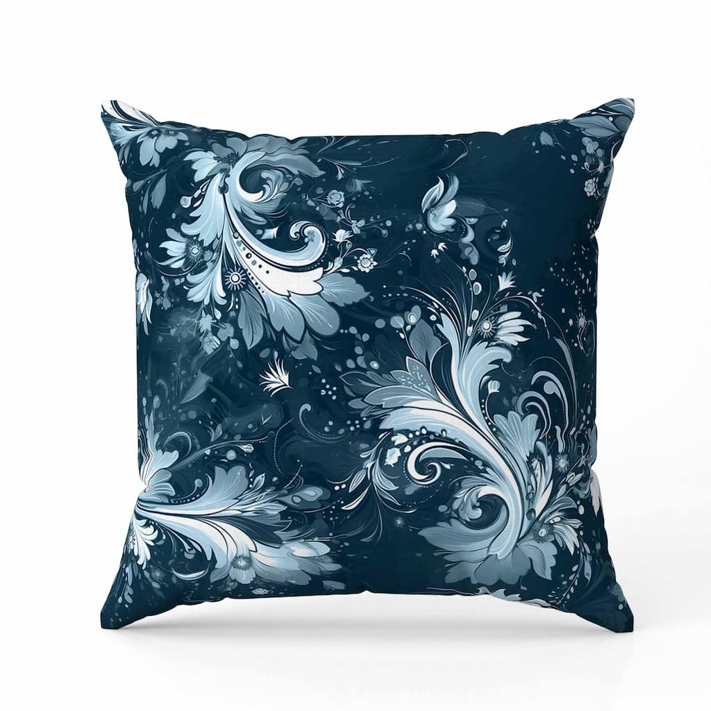 Motif Whirlwinds Faux Suede Reversible Throw Pillow Indigo