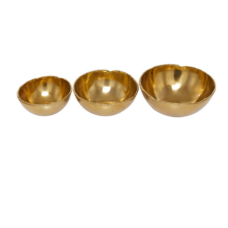 Aluminum Metal Decorative Bowl - Set of 3 Gold - Roche River Decor