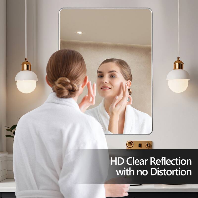 20x30 Inch Brushed Nickel Aluminium Frame Bathroom Mirror