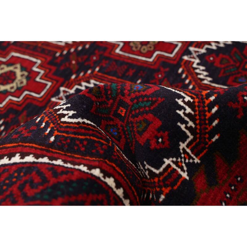 ECARPETGALLERY Hand-knotted Teimani Dark Navy, Red Wool Rug - 3'7 x 6'4
