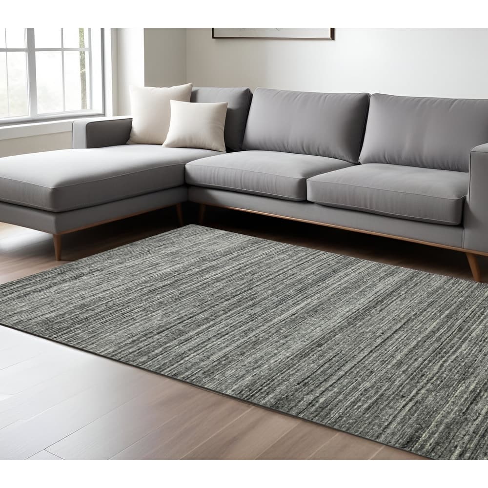 HomeRoots Striped Transitional Rectangle Area Rug