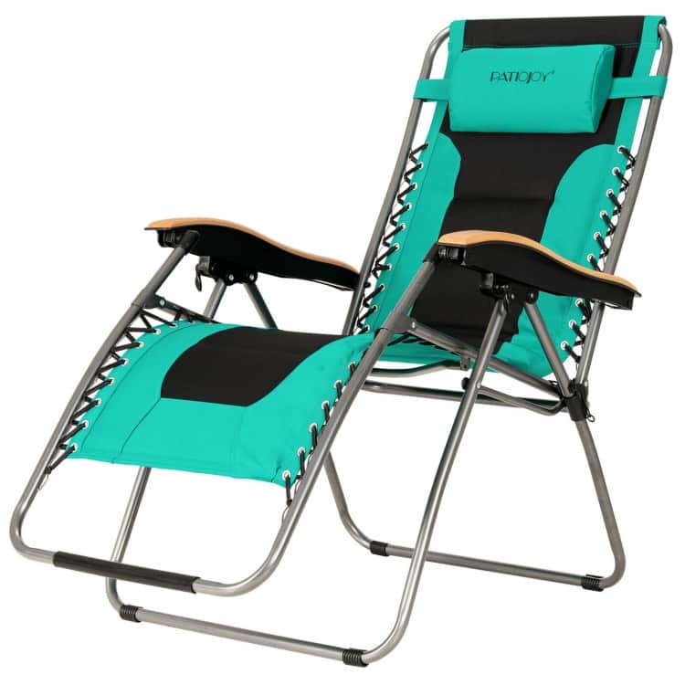 Oversize Folding Adjustable Padded Zero Gravity Lounge Chair - 29.5" x 29" - 63" x 33" - 44.5" (L x W x H)