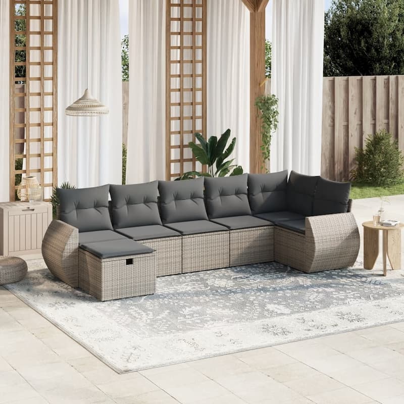 vidaXL Garden Sofa Set Beige/Black/Brown/Grey