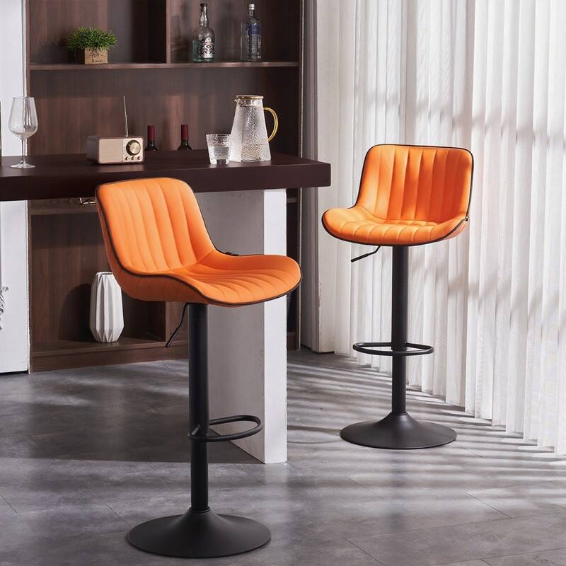 Bar Stools Set of 2, Counter Height Barstools with Back, Leather Bar Chair for Kitchen island
