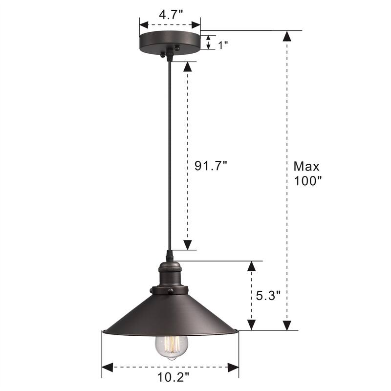 Pendant Light, Oil Rubbed Bronze Finish - 10.2" x 10.2" x 5.3"