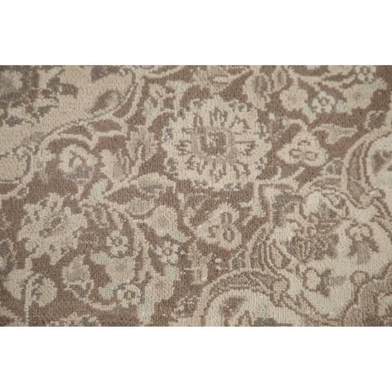 Hand Knotted Oriental 100% Wool Carpet Traditional Floral Beige & Ivories Mashad Area Rug - 12' 4'' X 9' 6''