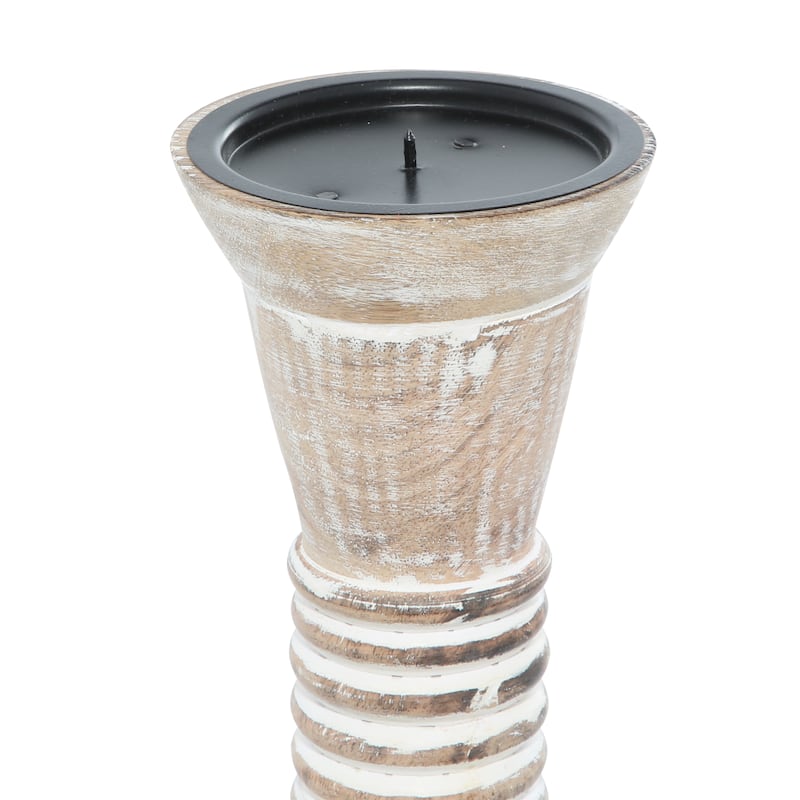 Wood Candle Holder - Set of 3 Brown - Roche River Decor - 5"W x 5"L x 18"H