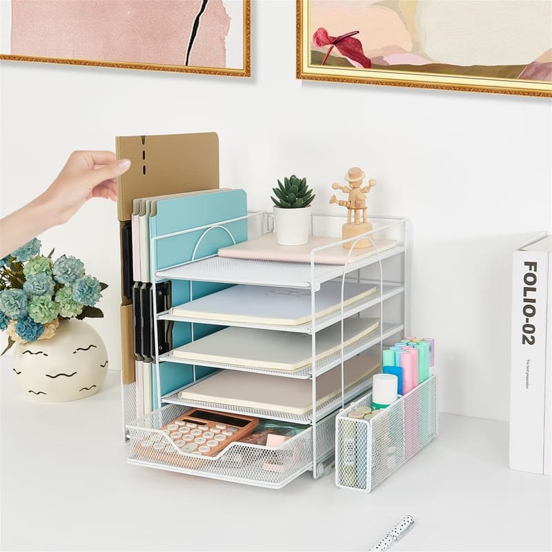 5-Tier Paper Letter Tray Organizer - 11.81"D x 11.61"W x 11.01"H