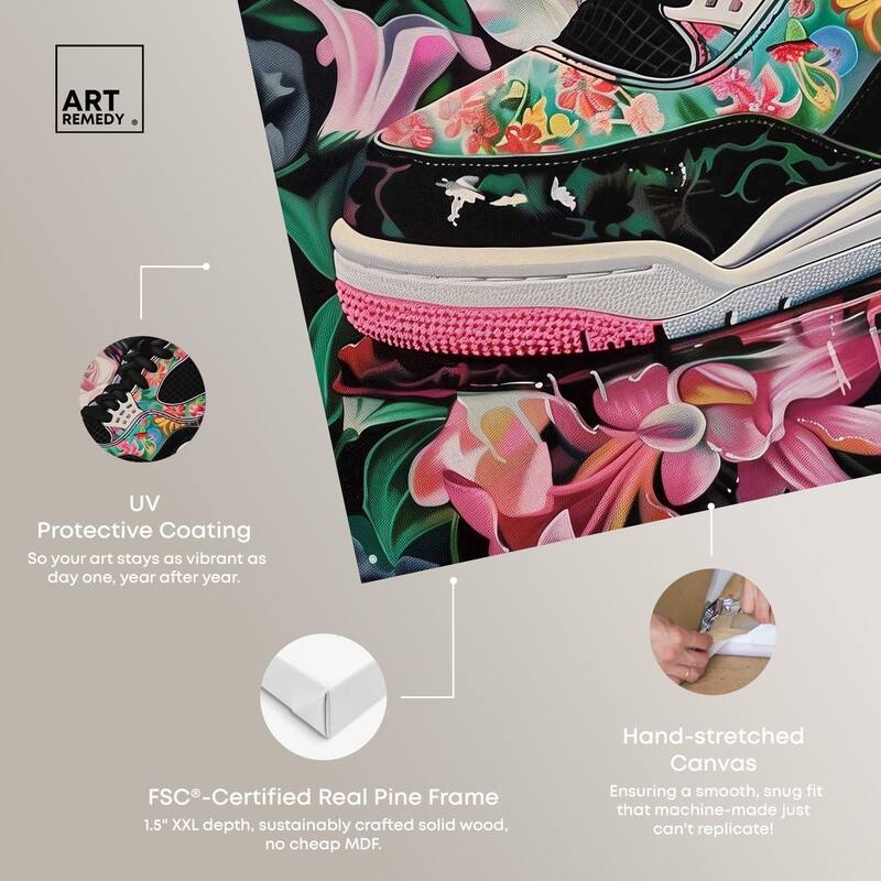 Hidden in Floral Bloom Sneaker Canvas by Art Remedy, Gallery Wrapped