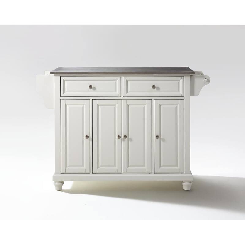 Kitchen Island Cart Stainless Steel Top - Portable Kitchen Storage Island with Drawers & Shelves