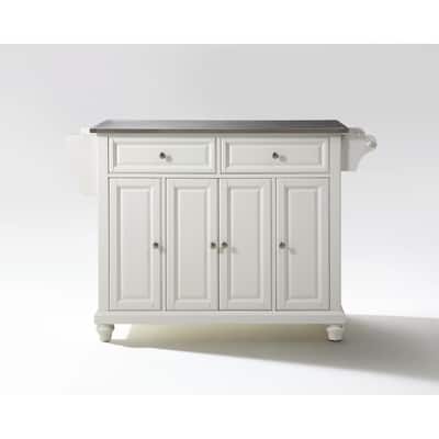Kitchen Island Cart Stainless Steel Top - Portable Kitchen Storage Island with Drawers & Shelves
