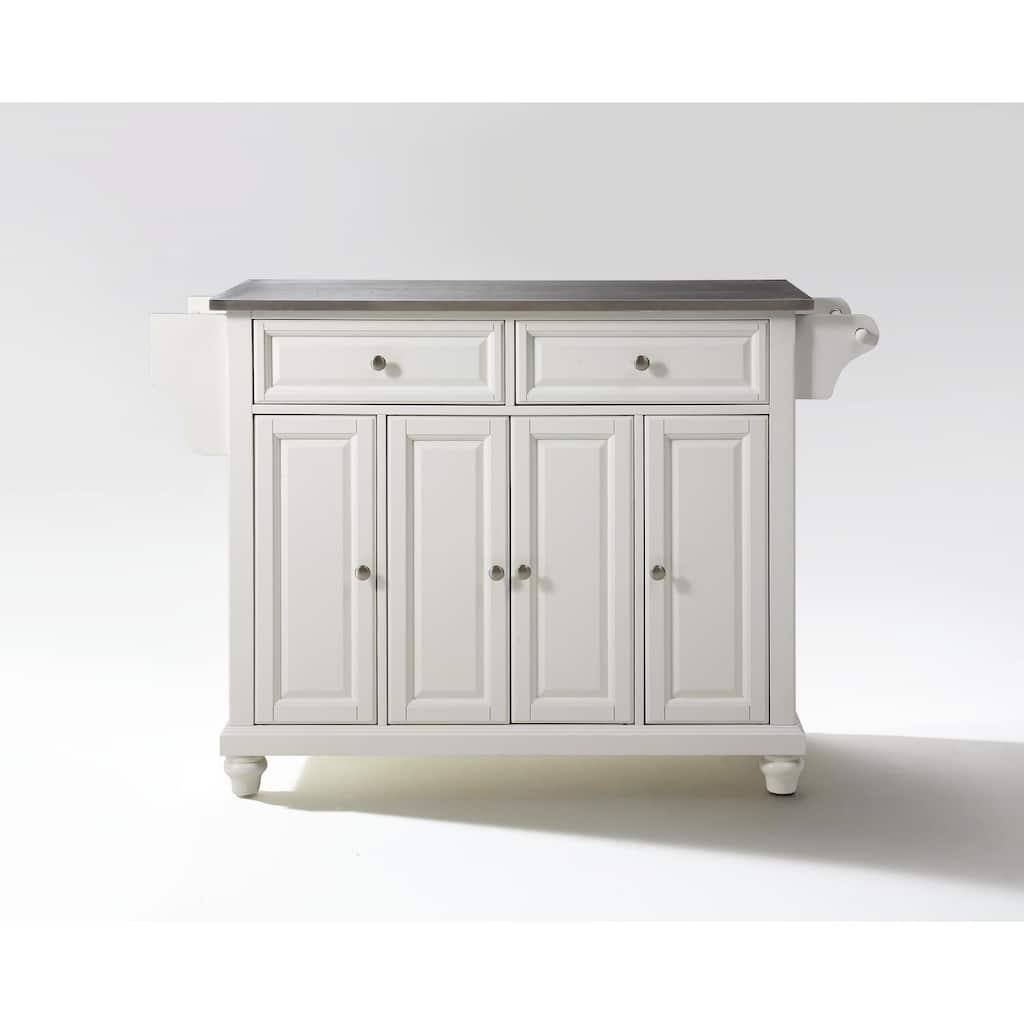 Kitchen Island Cart Stainless Steel Top - Portable Kitchen Storage Island with Drawers & Shelves