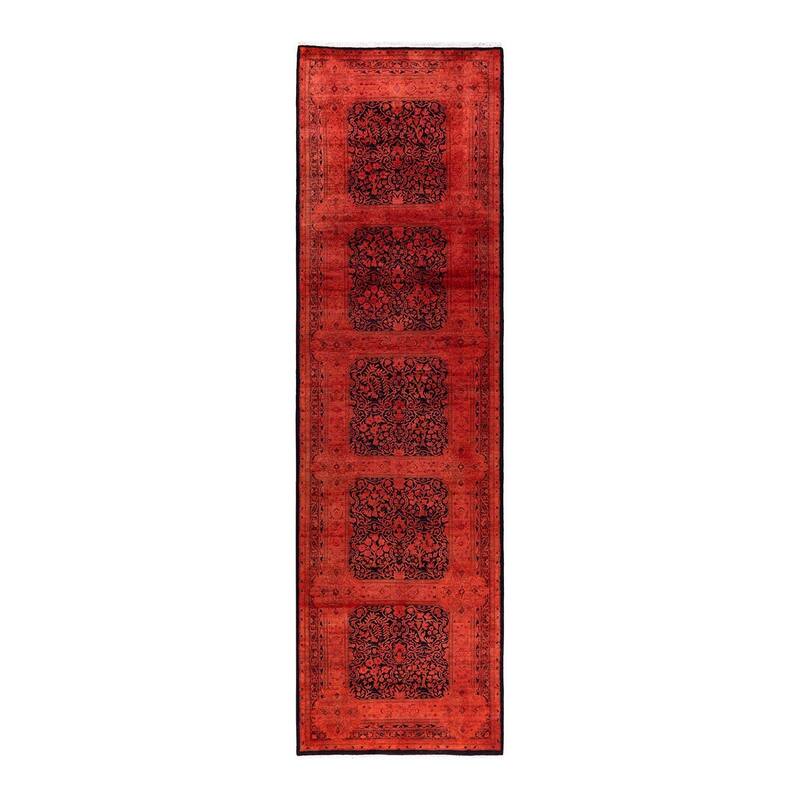 Contemporary Overdyed Wool Hand Knotted Runner - 3' 0" x 10' 7"
