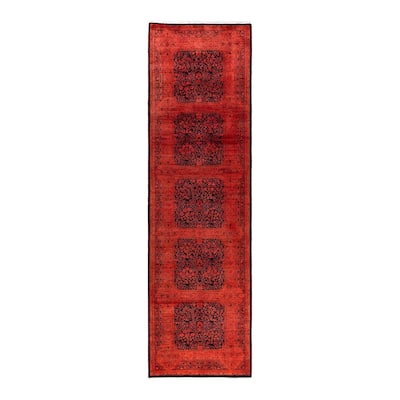 Contemporary Overdyed Wool Hand Knotted Runner - 3' 0" x 10' 7"