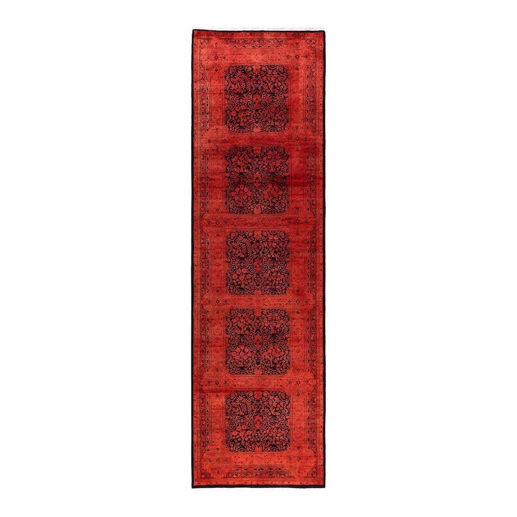 Contemporary Overdyed Wool Hand Knotted Runner - 3' 0" x 10' 7"