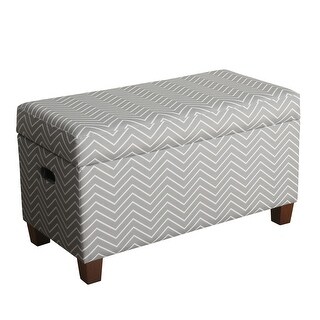 Fabric Upholstered Wooden Storage Bench with Chevron Pattern, Gray and ...