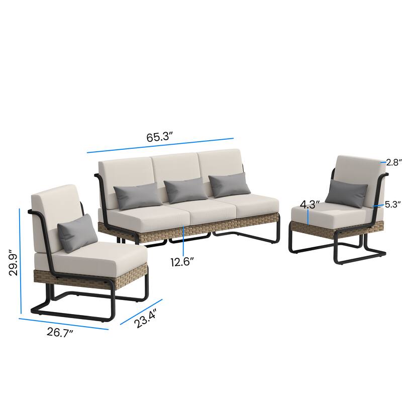 Corvus Akrotiri 3-piece Outdoor Conversation Seating Set