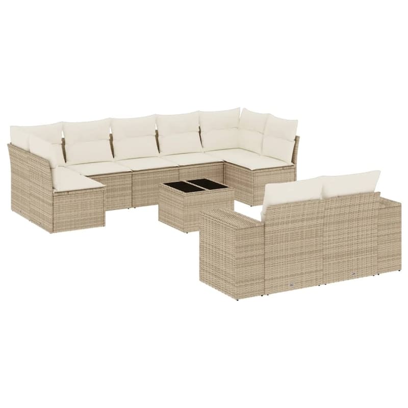 vidaXL Patio Sofa Set with Cushions Outdoor Conversation Furniture Poly Rattan