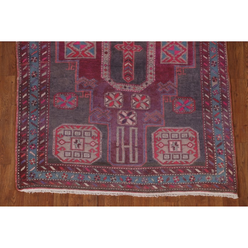 Over-Dyed Meshkin Persian Vintage Runner Rug Hand-Knotted Wool Carpet - 4'3" x 10'5"