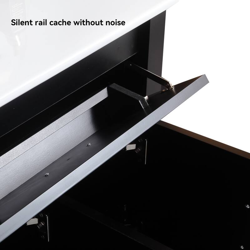 48 Inch Bathroom Vanity with Ceramic Sink Combo, MDF Freestanding Vanity Cabinet with 4 Soft Close Doors and 4 Drawers